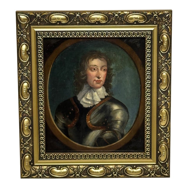 Historic British Painting Portrait of General John Lambert in Armour — Victorian Revival After Robert Walker C1840 For Sale
