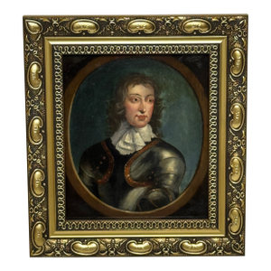 Historic British Painting Portrait of General John Lambert in Armour — Victorian Revival After Robert Walker C1840
