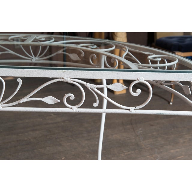 American Wrought Iron Demi Lune Console Table Attributed to John Salterini, 1940s For Sale - Image 3 of 13