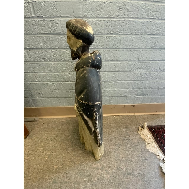 Spanish 19th Century Antique Standing Santos Figure Wood Carved For Sale - Image 3 of 15