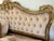 Vintage Italian Carved Painted Bed Frame Tufted Headboard Footboard Rails For Sale - Image 4 of 17