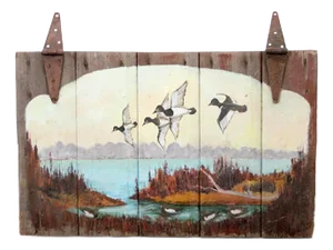 Vintage Folk Art Barn Wood Painting