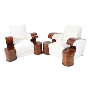 Set of French Art Deco Club Chairs in the style of Jean Royère Style, 1930s For Sale