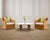 An exotic Moorish Bohemian style coffee or cocktail table pairing a round slab of white Carrara marble with bronze mace...