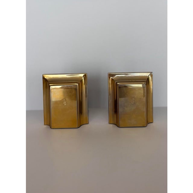 1970s Spain El Casco 23k Gold-Plated Sculptural Bookends - A Pair For Sale - Image 4 of 10