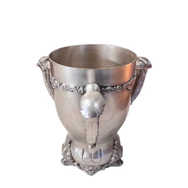 Traditional Stag Horn Three Handle Trophy Vessel/ Ice Bucket For Sale - Image 3 of 11