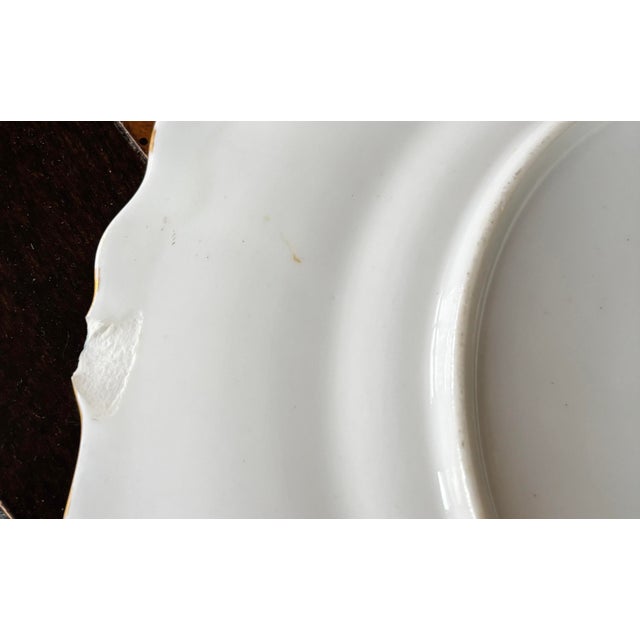 Antique Green & Gilt Porcelain Plates Scenic Victorian C 1900 Gold Scalloped - Set of 10 For Sale - Image 12 of 12