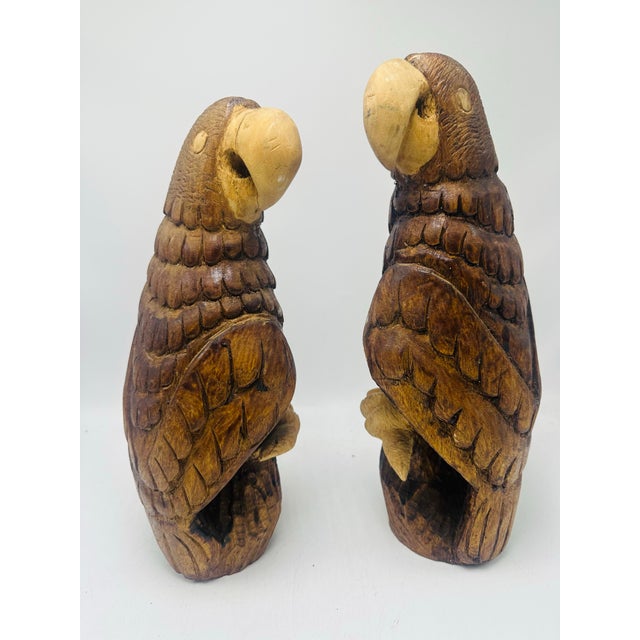 Brown Wooden Eagle Sculptures, a Pair For Sale - Image 8 of 8