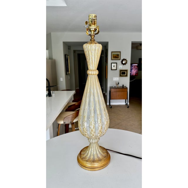 Barovier & Toso 1950s Mid Century Modern Barovier & Toso Murano Coronado d'Oro Glass Table Lamp For Sale - Image 4 of 17