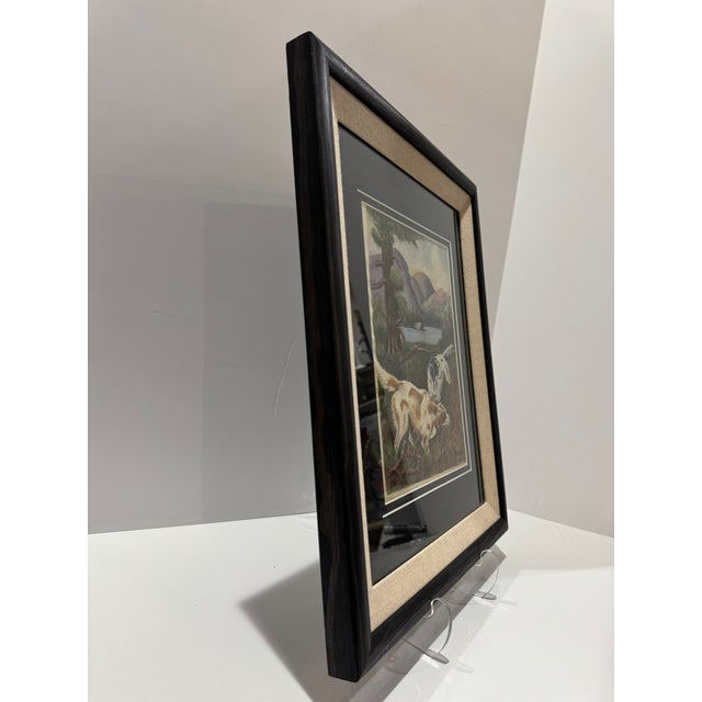 1940s W. C. Vincent Signed Hunting Dogs Mountain Lake Landscape Painting Framed For Sale In Atlanta - Image 6 of 8