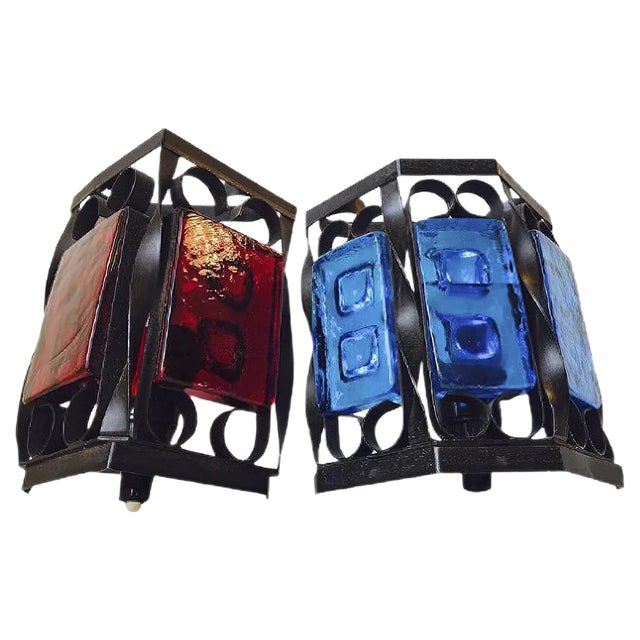 Danish Wall Lights from Holmegaard & Dantofte, 1970s, Set of 2 For Sale