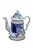Antique Gaudy Welsh Ironstone cobalt / flow blue floral tea pot / pitcher and three shallow bowls / plates. Circa 1850s....