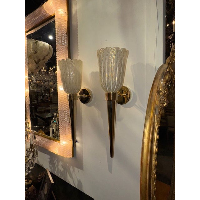 Modern Murano Glass Cone Form Sconces For Sale - Image 3 of 6