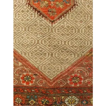 Antique Persian Malayer Rug, Handwoven Geometric Pattern, Camelhair & Burgundy, 3’ X 7’ For Sale - Image 12 of 12