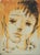 Roger Crusat, Sad Young Girl, Gouache on Paper For Sale
