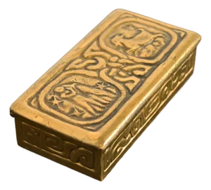 Tiffany Studios New York Zodiac Bronze Doré Stamp Box