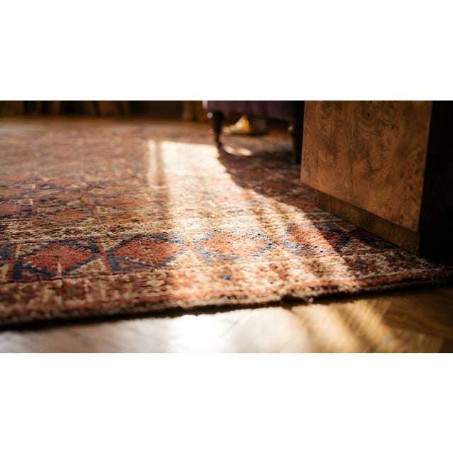Wonderful Red Color With Rhombus Geometric Design Antique Asian Ersari Beshir Rug For Sale - Image 14 of 15