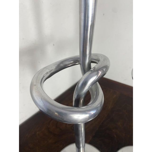 1970s Large Knot-Shaped Aluminum Candlesticks, Italy, 1970, Set of 2 For Sale - Image 5 of 17