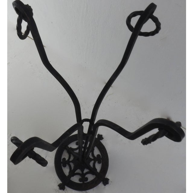 1920s Late 19th Century Victorian Wrought Iron Plant Stand With Rings For Sale - Image 5 of 11