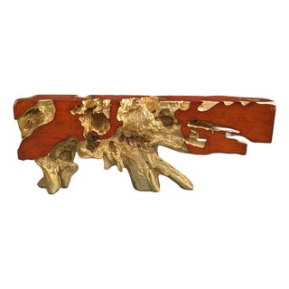 Phillips Cast Naturals Root Burl Driftwood Console Table in Gold Leaf For Sale