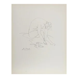 1980s "Nude Tying Shoe" Etching After Pablo Picasso