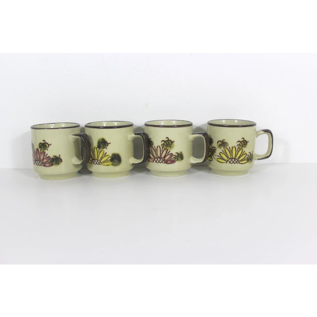 1970s Vintage Otagiri Japanese Floral Ceramic Coffee Mugs- Set of 4 For Sale - Image 5 of 10