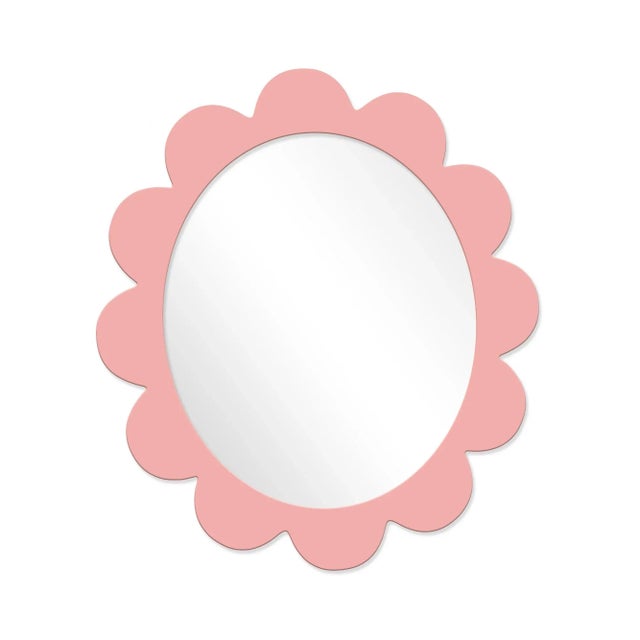 Contemporary Fleur Home Carnival Iris Oval Mirror in Pink Punch, 27x22 For Sale - Image 3 of 3