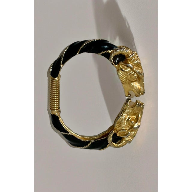 Donald Stannard Gold and Black Enamel Ram's Head Clamper Cuff For Sale - Image 4 of 7