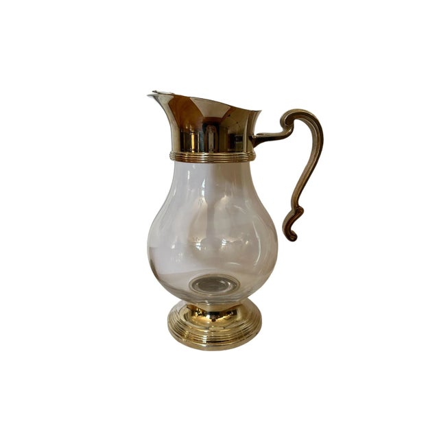 Art Deco Vintage Christofle Crystal and Silverplate Water Pitcher For Sale - Image 3 of 8