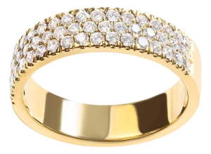 14K Yellow Gold Pave Set 3/4 cttw Multi Row Diamond Band Ring (H-I Color, SI2-I1 Clarity) - Size 7