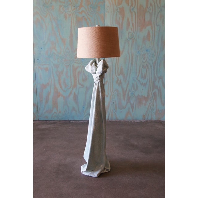 Sculpture Materials Vintage Sculptural Trompe l'Oeil Plaster "Drape" Floor Lamp After John Dickinson For Sale - Image 7 of 16