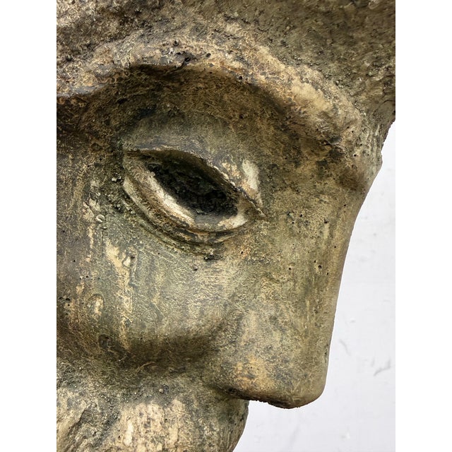 Stone Gray Resin Figural Head Sculpture For Sale - Image 8 of 12