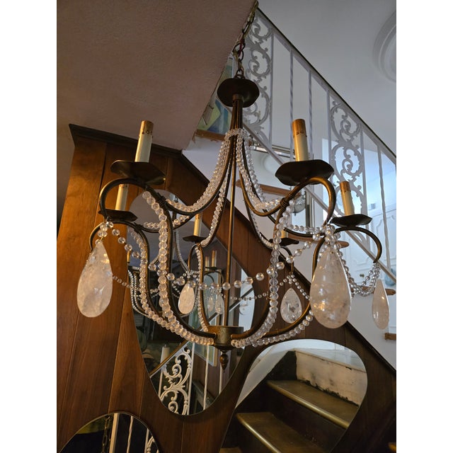 Vintage Mid-Century Style Rock Crystal Chandelier For Sale - Image 4 of 5