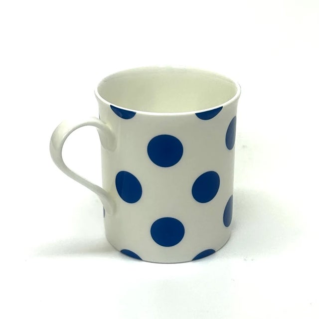 White Mixed Ceramic Polka Dot Mug Curation - Group of 4 For Sale - Image 8 of 8