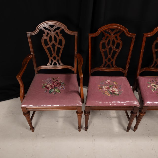 1920s 1920s Bernhardt Antique American Mahogany Chippendale Dining Chairs With Needlepoint Covers - Set of 6 For Sale - Image 5 of 12