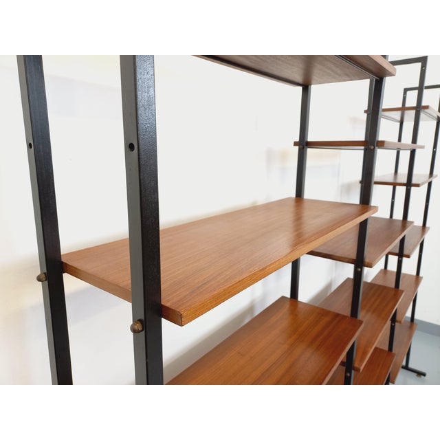 Vintage Italian Triple Modular Bookcase in Teak and Metal, 1960s For Sale - Image 16 of 18