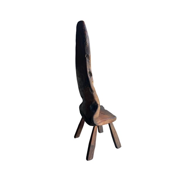 Brown Monumental Antique Javanese Sculptural Throne Stool, Modern Organic For Sale - Image 8 of 11