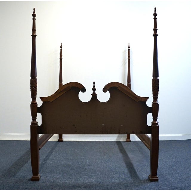 Universal Furniture Solid Cherry Traditional Style Queen Size Four Poster Pediment Rice Bed For Sale - Image 10 of 14