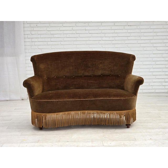 Danish 2-Seater Sofa in Green Furniture Velour, 1960s For Sale - Image 18 of 18