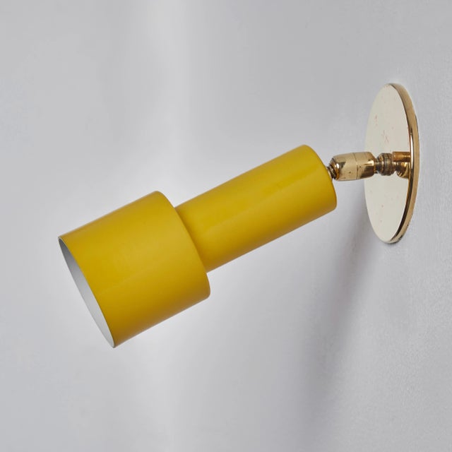 O-Luce 1960s Tito Agnoli Perforated Yellow Metal & Brass Sconce for O-Luce For Sale - Image 4 of 12