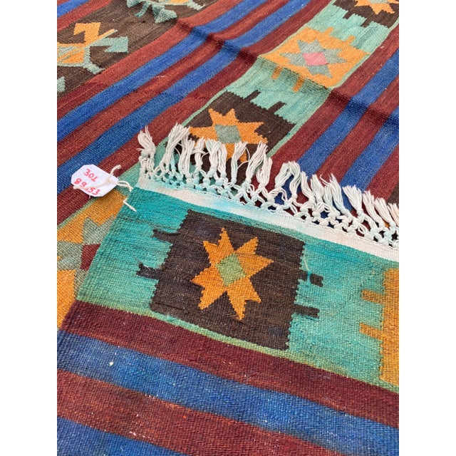 Textile Vintage Geometric Pattern Kilim Rug For Sale - Image 7 of 9