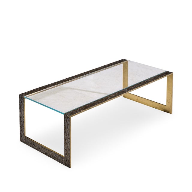 Metal Thomas Pheasant for Baker Furniture Pompeii Bronzed Brass Coffee Table For Sale - Image 7 of 7