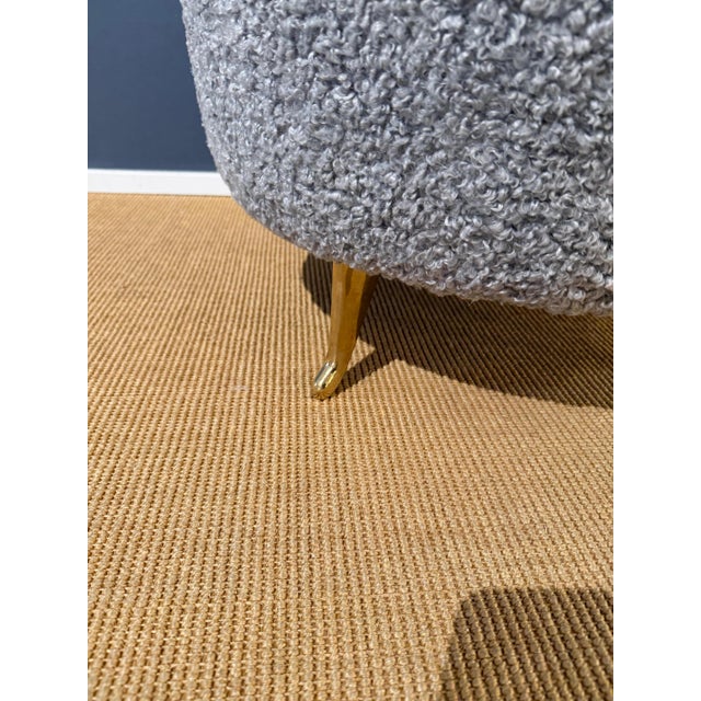 Metal Pair of French Wool Boucle Pouf Dining Stools For Sale - Image 7 of 18