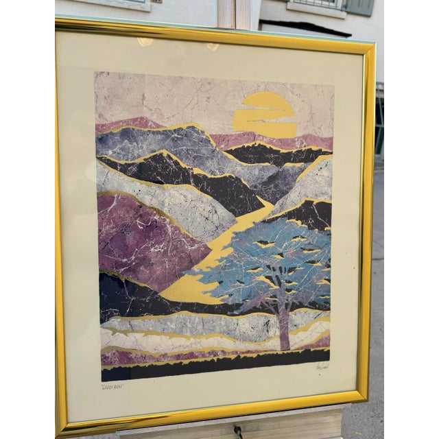 1970s Purple Valley Mid-Century Figurative Landscape For Sale - Image 5 of 9