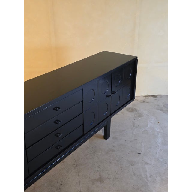 Contemporary Brutalist Belgian Black Lacquered Sideboard, 1970s For Sale - Image 3 of 17