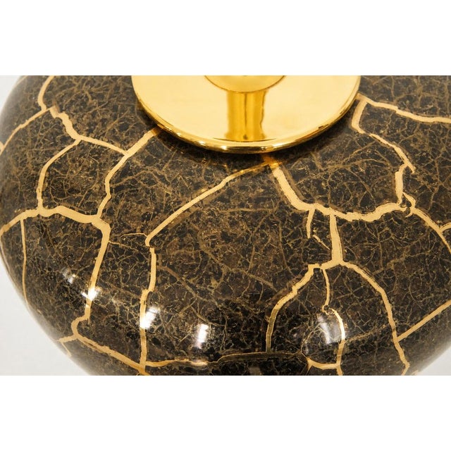 Baluster Shaped Table Lamps in Glazed Black and Gold Ceramic, Set of 2 For Sale - Image 11 of 18