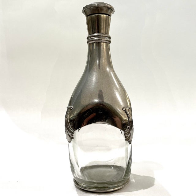 1960's Etains Du Manoir French Pewter and Crystal Decanter For Sale - Image 6 of 15