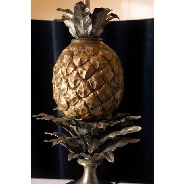 Black Gilt and Silver Bronze Pineapple Table Lamp attributed to Maison Charles, France, 1960s-1970s For Sale - Image 8 of 14