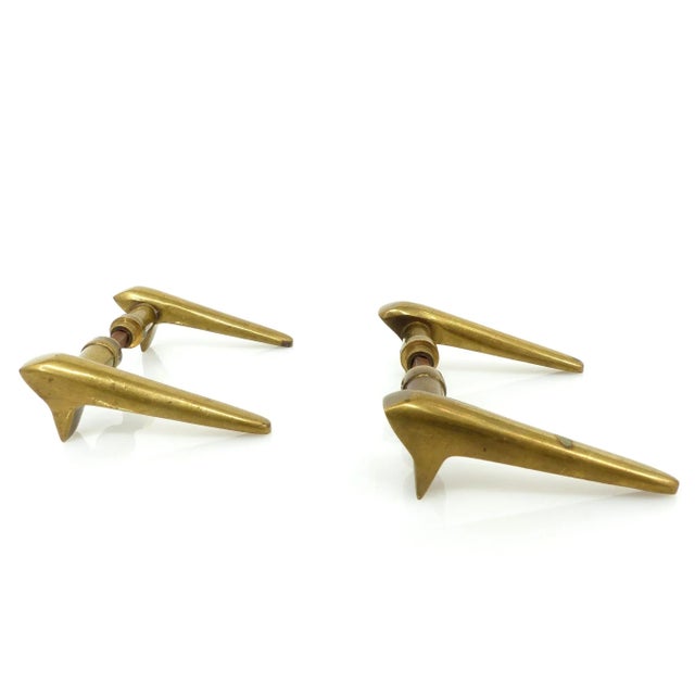 Gold Modernist Brass Door Handles, 1950s-1960s, Set of 2 For Sale - Image 8 of 8