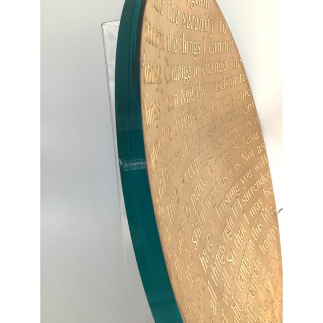 Stunning Large Gold Stephen Schlanser Christian Art Glass Platter, Signed, 22”d For Sale - Image 4 of 13